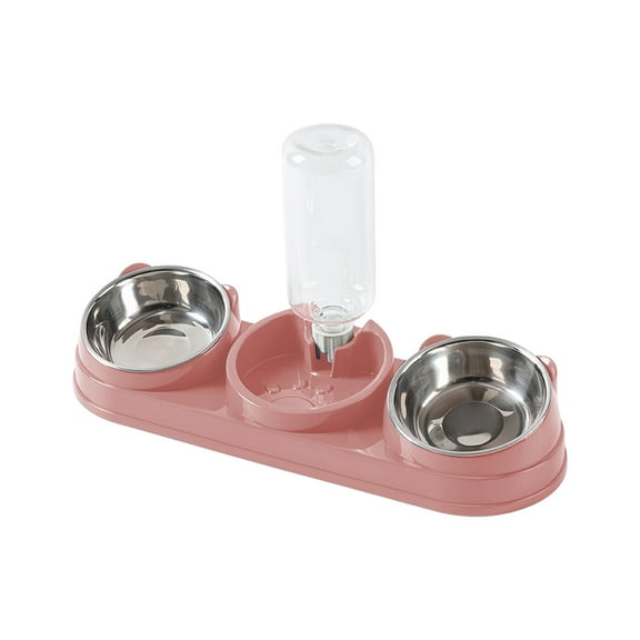 Yonrjhukm 2-in-1 Pet Bowl for Cats and Dogs, Food and Water Bowl with Inclined Design, Anti-Slip Base, Food-Grade Stainless Steel, Easy to Clean, Prevents Choking and Mess