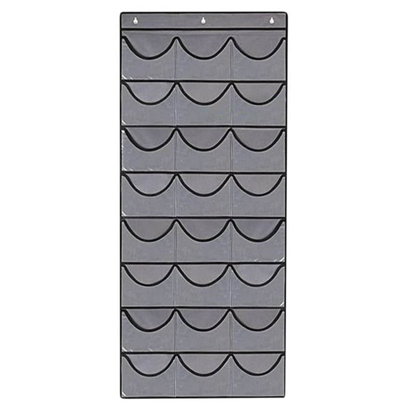 Yonrjhukm 24-Pocket Hanging Organizer for Baseball Caps, Over-the-Door Hat Rack with 3 Hooks, Gray