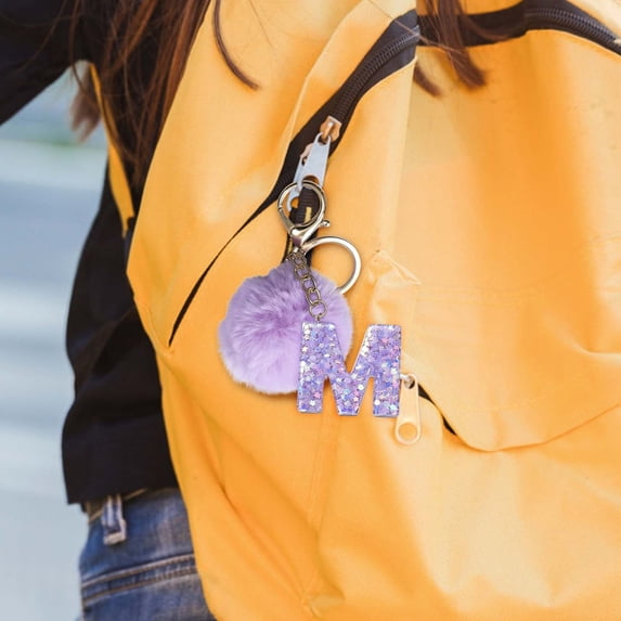 Yonrjhukm 26 Letter Velvet Ball Pendant Keychain, Personalized Accessory for Backpack or Keychain, Stylish Gift for Friends and Family, Versatile and Durable
