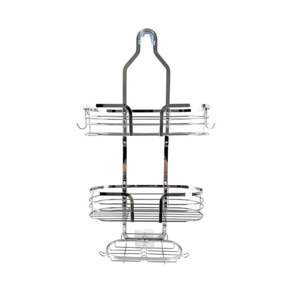 Yonrjhukm 3 Tier Bathroom Shower Organizer Caddy, Stainless Steel Hanging Rack with Hooks for Shampoo, Conditioner, Soap, and Towels, Space-Saving Shower Storage Solution