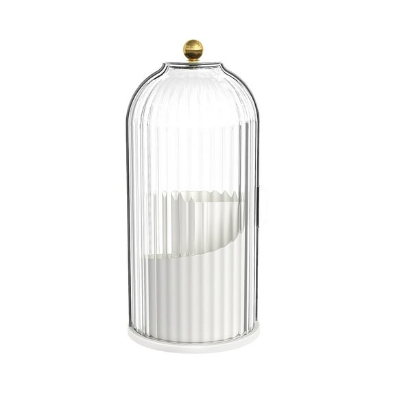 Yonrjhukm 360° Rotating Makeup Brush Organizer, Waterproof Cosmetic Storage with Lid, Ash Prevention, 3-Compartment Design for Makeup Brushes, Eyeliner, Lipstick, and More