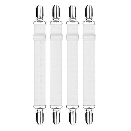 Yonrjhukm 4 Pcs Adjustable Bed Sheet Fasteners Suspenders, Elastic Sheet Band Straps Clips, Cover Grippers Suspenders Holder for Mattress Pad Cover, Sofa Cushion