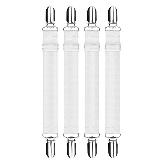 Yonrjhukm 4 Pcs Adjustable Bed Sheet Fasteners Suspenders, Elastic Sheet Band Straps Clips, Cover Grippers Suspenders Holder for Mattress Pad Cover, Sofa Cushion