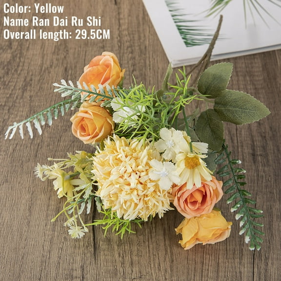 Yonrjhukm Artificial Flower Centerpieces for Tables, Silk Flower and Leaf Arrangement for Home Living Room, Wedding, Party, and Outdoor Decor, Realistic Fake Pampas Grass in Vase