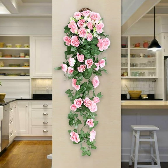 Yonrjhukm Artificial Flower Garland, Fake Rose Garland for Wedding Home Party Decoration, Versatile Floral Hanging Arrangement, Durable Plastic Rose Decor for Indoor and Outdoor Use