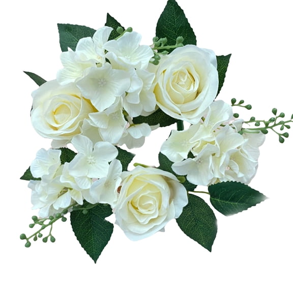 Yonrjhukm Artificial Rose Candle Rings for Wedding Centerpieces, Festive Party Decorations, Home Table Decor, Reusable Floral Candle Holders, Versatile Garlands for Events