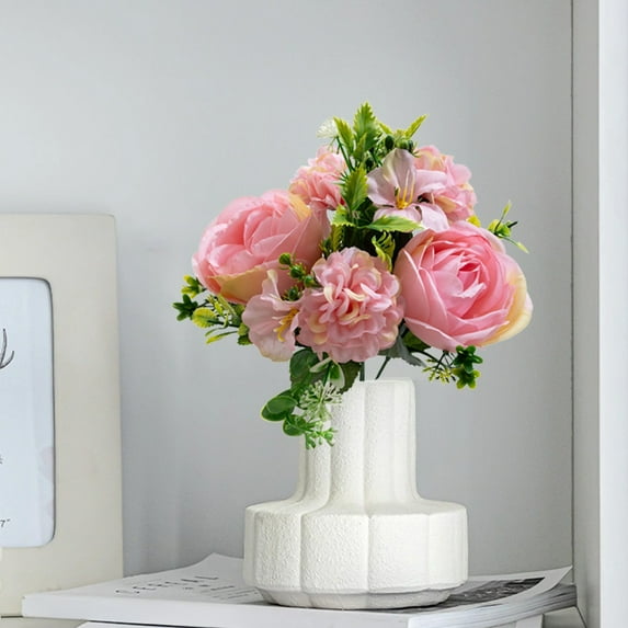 Yonrjhukm Artificial Rose and Lilac Bouquet, Faux Floral Arrangement for Wedding, Home, Office, and Garden Decor, Low Maintenance Fake Flowers for Indoor and Outdoor Decoration