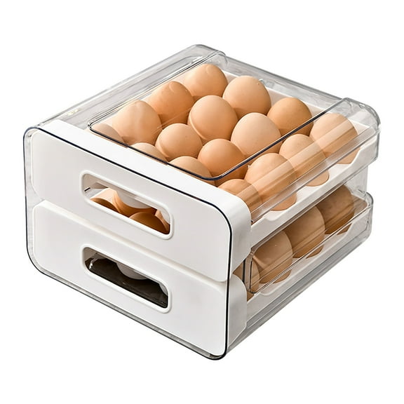 Yonrjhukm Automatic Rolling Egg Organizer for Refrigerator, 24 Capacity Food Storage Box with Lid, Detachable Tray, Easy Cleaning, Ideal for Kitchen and Pantry
