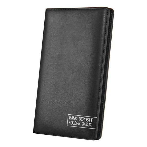 Yonrjhukm Bank Deposit Organizer, Checkbook Cover with Magnetic Closure, Leather Wallet for Checks, Promissory Notes, and Financial Documents Storage