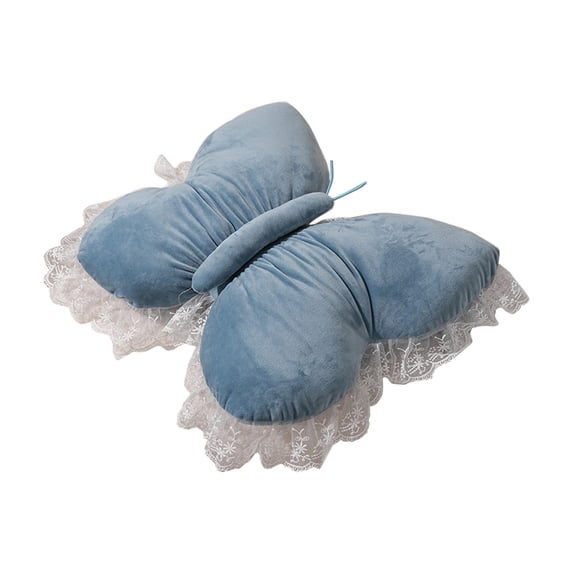 Yonrjhukm Butterflies Pillow, Decorative Waist Support Cushion for Home Bedroom Living Room Sofa, Velvet Fabric with Lace Trim, Ideal Gift for Housewarmings and Birthdays