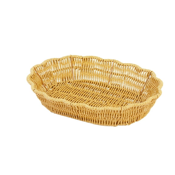 Yonrjhukm Cane Woven Storage Basket, Natural Handwoven Fruit Snack Tray with Hollowed Design, Practical Decorative Tabletop Organizer for Home and Gifts