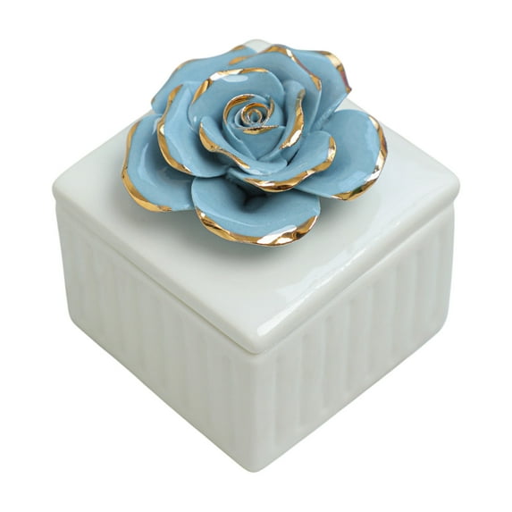 Yonrjhukm Ceramic Jewelry Box Organizer, Hand-painted Storage Container for Jewelry and Home Decor, Multifunctional Candlestick and Decorative Gift for Weddings and Special Occasions
