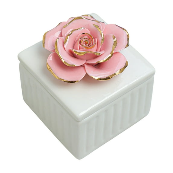 Yonrjhukm Ceramic Jewelry Box Organizer, Hand-painted Storage Container for Jewelry and Home Decor, Multifunctional Candlestick and Decorative Gift for Weddings and Special Occasions