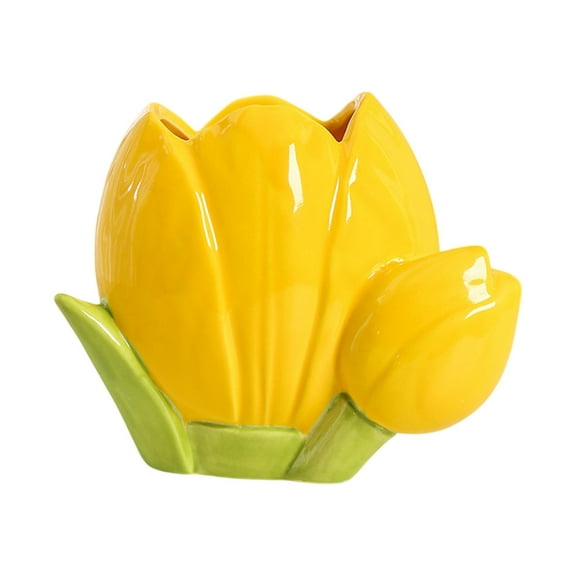 Yonrjhukm Ceramic Pen Support Desktop Decoration for Office, Makeup Stationery Storage Jar, Elegant Flower Vase for Desk, Tidy Organizer for Pens and Pencils