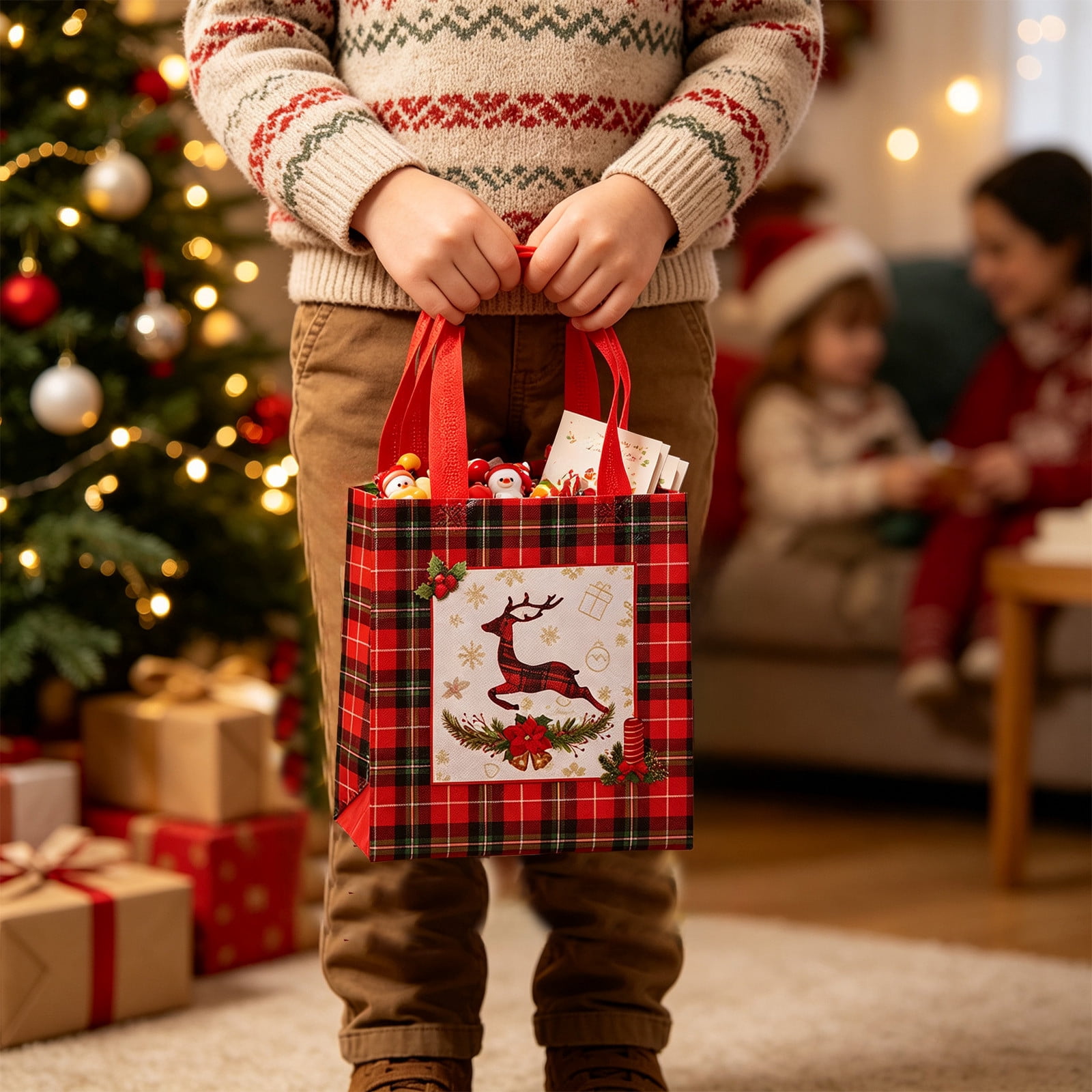 Yonrjhukm Christmas Gift Bags Non-Woven Tote Bags for Holiday Gift ...