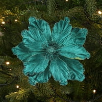 Yonrjhukm Christmas Glitter Artificial Magnolia Flower, Three Dimensional Handcrafted Decoration for Tree, Wreath, Window, Fireplace, Festive Holiday Ornament, Durable Cloth Material