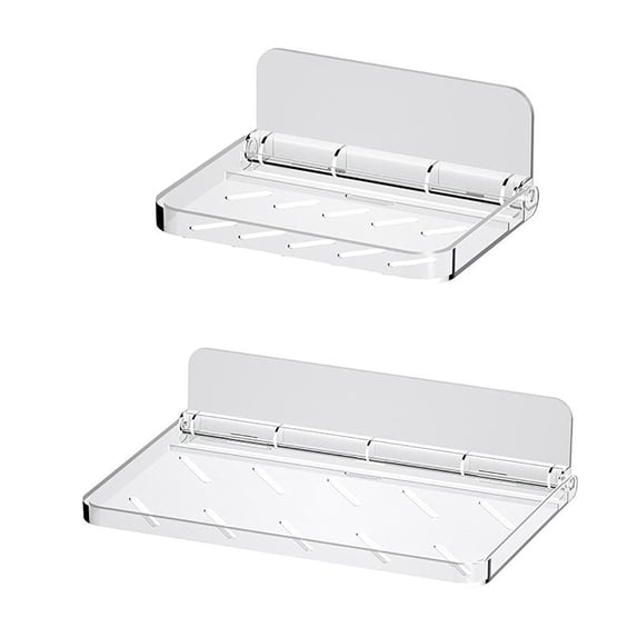 Yonrjhukm Clear Acrylic Floating Shelf, Wall Mounted Foldable Shelf for Cosmetics, Bathroom Towels, and Small Organizers, Easy Installation, Space-saving Design