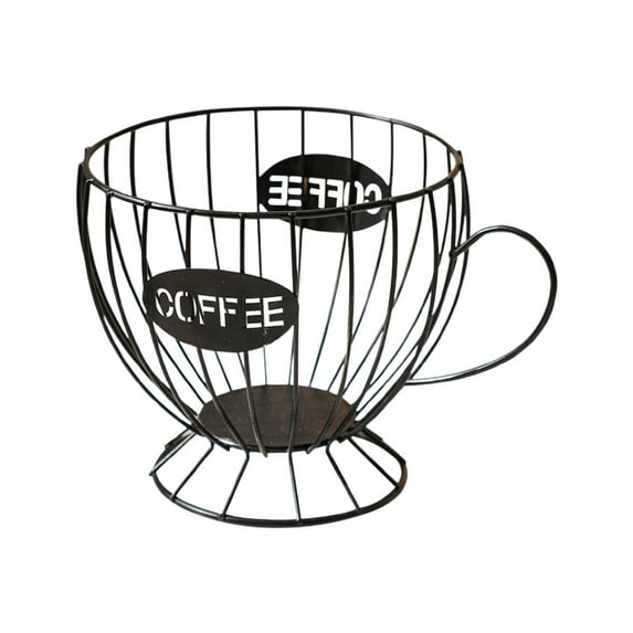 Yonrjhukm Coffee Cup Shaped Snacks & Candy Organizer Shelf, Versatile Storage Basket for Coffee Pods, Tea Bags, and Small Snacks, Durable Metal Construction for Kitchen & Office