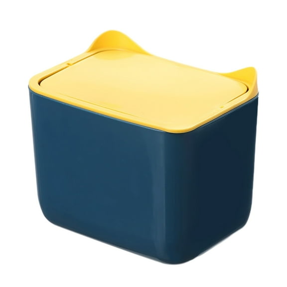 Yonrjhukm Desktop Small Trash Can, Cute Pressure Ring, Non-Slip Bottom, Odor Isolation Lid, Portable Waste Bin for Kitchen, Office, Bedroom, Living Room, Car
