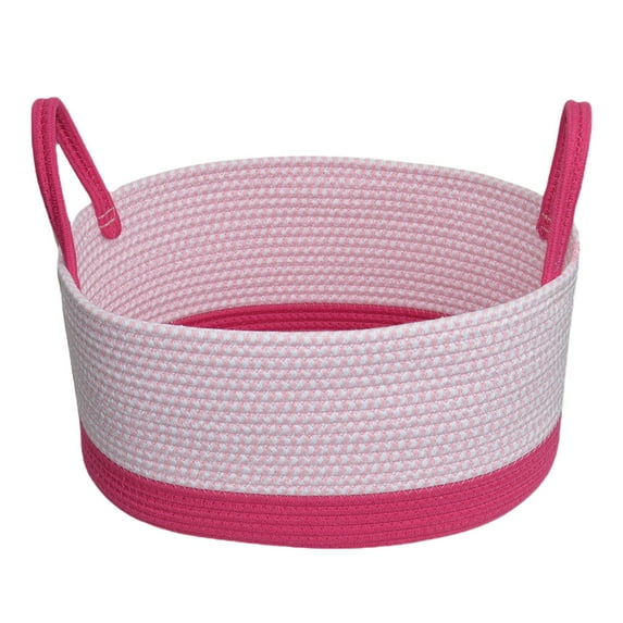 Yonrjhukm Desktop Storage Basket, Woven Cotton Thread Storage Basket for Organizing Toys, Books, and Household Items, Elegant Decorative Basket with Portable Handle and Durable Design