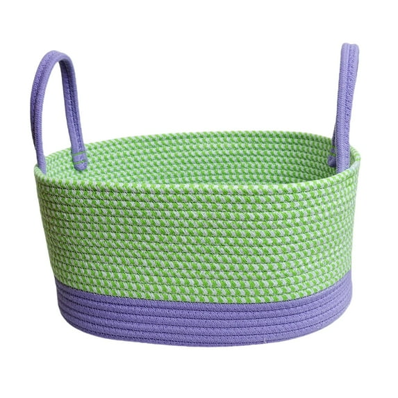 Yonrjhukm Desktop Storage Basket, Woven Cotton Thread Storage Basket for Organizing Toys, Books, and Household Items, Elegant Decorative Basket with Portable Handle and Durable Design