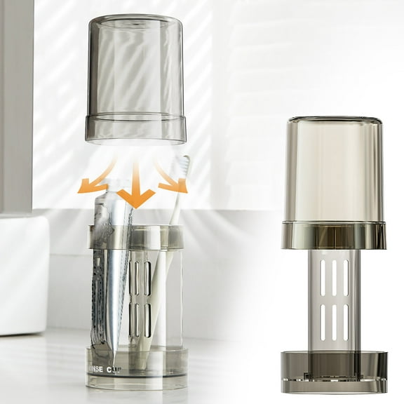 Yonrjhukm Dormitory Toothbrush Storage Rack, 3-in-1 Bathroom Organizer with Toothbrush Cover Case and Foldable Cup, Hygiene for Travel and Daily Use