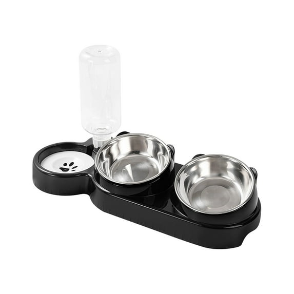 Yonrjhukm Dual Bowl Dog and Cat Water Feeder, Two-in-One Pet Feeding Station with Integrated Food and Water Bowls, Non-Slip Base, Easy to Clean, Cervical Spine Protection