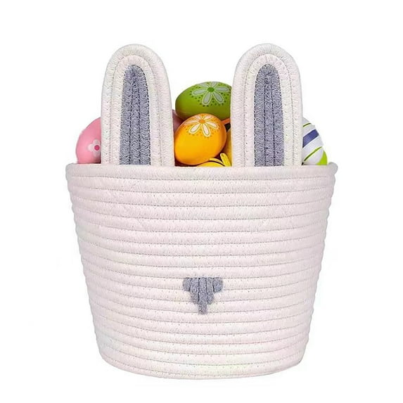 Yonrjhukm Easter Basket for Kids 2024, Unique Personalized Baby Easter Basket with Handle, Multi-Functional Storage for Easter Eggs & Gifts, Handcrafted Cotton Rope Design