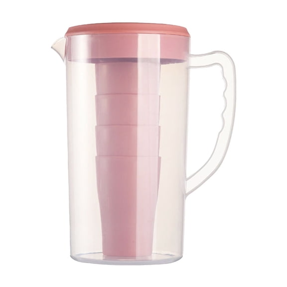 Yonrjhukm Ergonomic Cold Water Bottle Set with Filter Spout Lid, Ideal for Hot Cold Beverages, Includes 4 Cups, Perfect for Lemonade, Iced Tea, and Daily Hydration