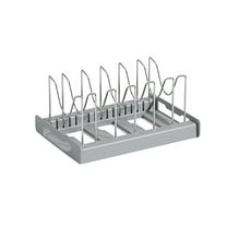 Yonrjhukm Expandable Pot Rack Organizer for Kitchen Cabinet, Adjustable Compartment Cookware Storage, Durable Stainless Steel Pan Lid Holder, Easy to Install, U-Shape Design