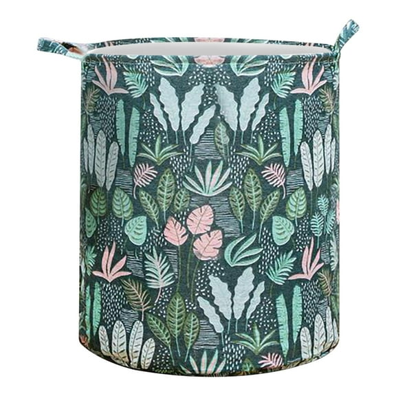 Yonrjhukm Fashion Printed Foldable Laundry Basket Storage Bag, Large Volume Cotton Linen Organizer with Drawstring Closure and Easy Carry Handles