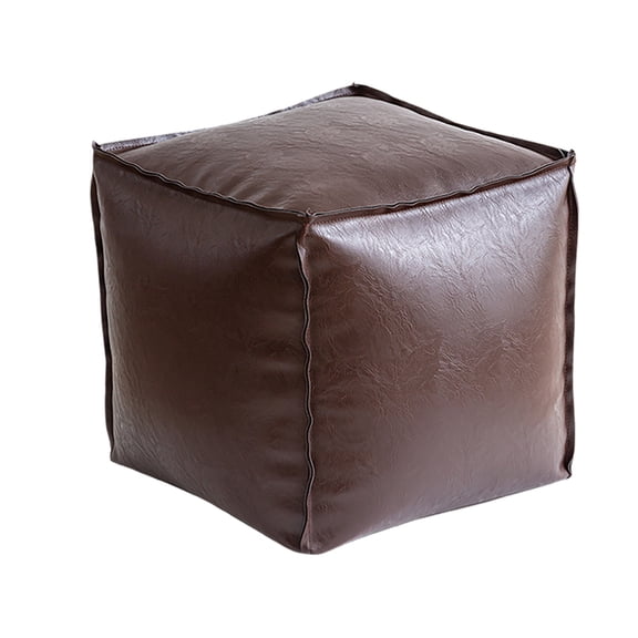 Yonrjhukm Faux Leather Pouf Ottoman Footstool, Unstuffed Pouf Cover for Storage and Seating, Versatile Indoor Outdoor Cushion, Durable Water-Resistant Footrest