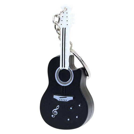Yonrjhukm Funny Guitar with Led Light Sound Keychain Keyring Hanging Ornament