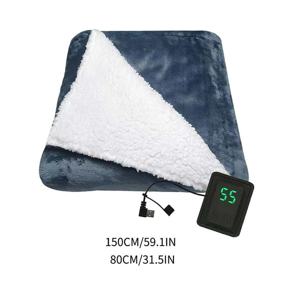 Yonrjhukm Heating Blanket for Students and Camping, 5V USB Shawl with Three-speed Digital Temperature Control and Automatic Shutdown Timer, Soft Polyester Fiber, Easy Care