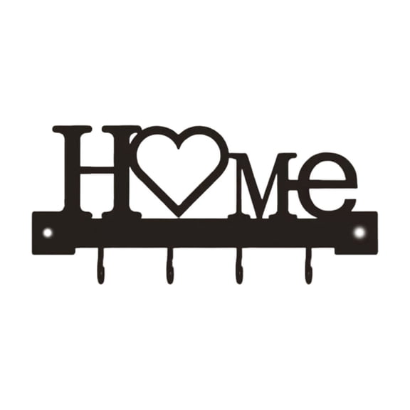 Yonrjhukm Home Key Rack, Wrought Iron Wall Shelving Unit, Metal Decorative Hook Rack, Entryway Coat Rack with 4 Hooks, Sturdy Storage Organizer for Keys, Bags, and Accessories