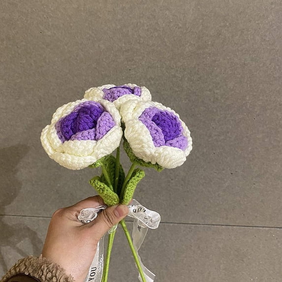 Yonrjhukm Knitted Roses Handcrafted Bouquet, Romantic and Long-lasting Floral Decoration Gift for Valentine's, Anniversaries, Birthdays, Perfect for Allergy-Friendly & Pet-Safe Use