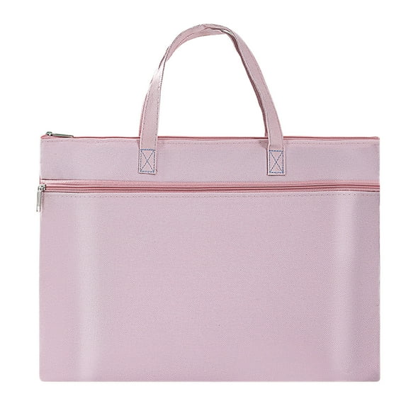 Yonrjhukm Large Waterproof Zipper Pouch, Double Pocket Document Holder with Handle, A4 Size Foldable File Storage for Travel and Office, Durable Oxford Cloth Design