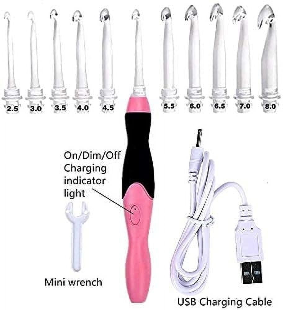 LED Light Up Crochet Hook Set – Ergonomic Handle, Battery-Powered, Perfect For Dark Yarn