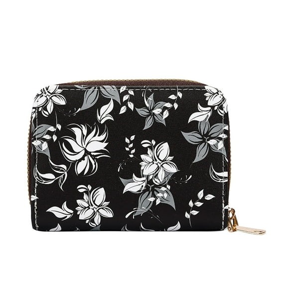 Yonrjhukm Minimalistic Design Card Organizer Bag, Intricate Embroidery Wallet with Ring Pull Tab, Polished Texture ID Card Holder for Modern Individuals