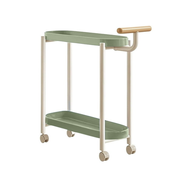Yonrjhukm Mobile Rolling Side Table with Wheels, Removable Storage Rack for Living Room, Bedroom, Kitchen, Portable 2-Tier Nightstand & Organizer for Small Spaces