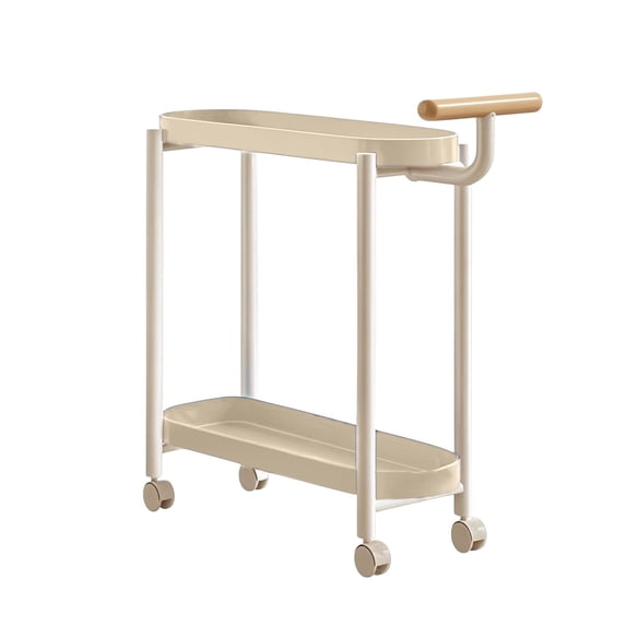 Yonrjhukm Mobile Rolling Side Table with Wheels, Removable Storage Rack for Living Room, Bedroom, Kitchen, Portable 2-Tier Nightstand & Organizer for Small Spaces