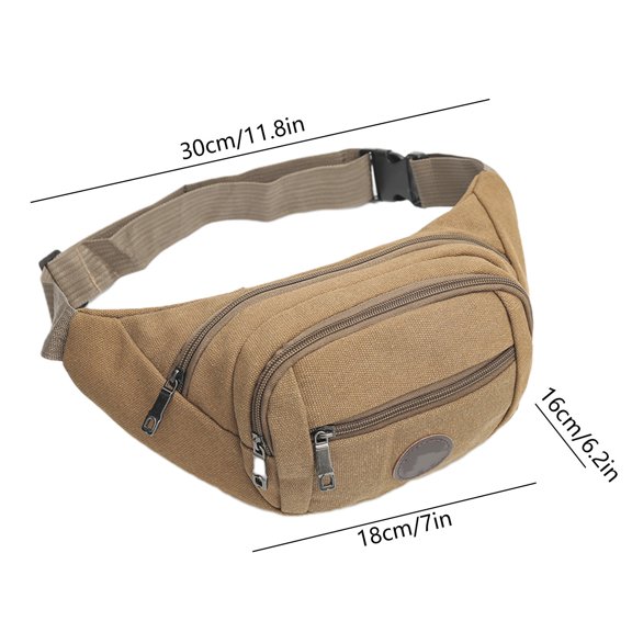 Yonrjhukm Multi-functional Canvas Waist Bag for Men and Women, Crossbody Pack for Outdoor Activities, Hiking, Cycling, Running, Travel, Theft Proof with Organized Storage