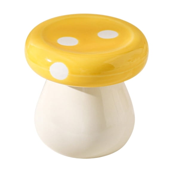 Yonrjhukm Mushrooms Ceramic Toothpick Holder, Multi-Purpose Storage Jar for Cotton Swabs, Floss, and Small Essentials, Decorative Desktop and Bathroom Organizer