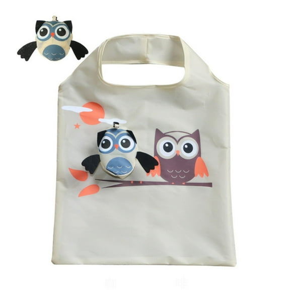 Yonrjhukm Owl Folding Shopping Bag, Environmental Shopping Bag, Reusable Tote Bag for Travel, Household & Groceries, Washable Lightweight Polyester Shopping Tote