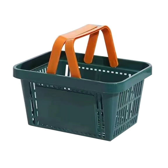 Yonrjhukm Plastic Shopping Basket with Handles, Foldable Retail Basket for Grocery and Market Supplies, Large Capacity Storage Bin for Convenience and Thrift Use