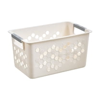 Yonrjhukm Plastic Storage Basket, Multifunctional Organizer for Desk, Clothes, and Kitchen Supplies, Stackable Ventilated Bin with Comfortable Handles, Durable Plastic Material
