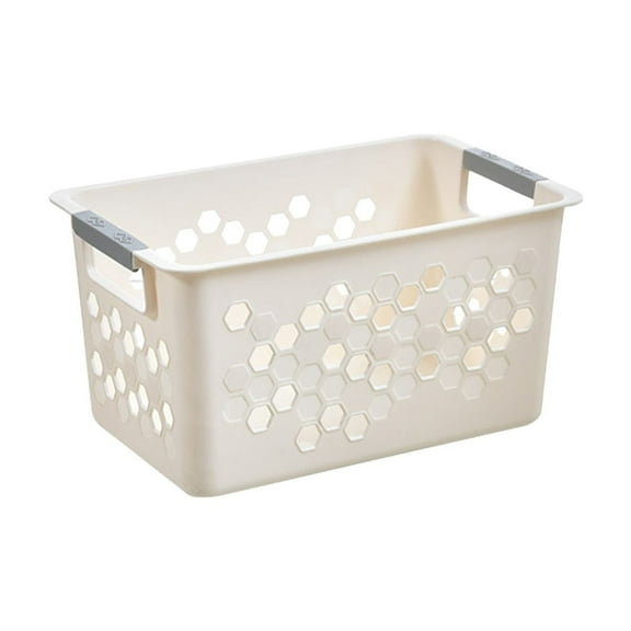 Yonrjhukm Plastic Storage Basket, Multifunctional Organizer for Desk, Clothes, and Kitchen Supplies, Stackable Ventilated Bin with Comfortable Handles, Durable Plastic Material