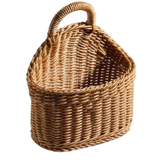 Yonrjhukm Plastic Woven Wall Hanging Storage Basket, Eco-Friendly Decor for Home Living Room, Large Capacity Organizer for Food and Tableware, Durable and Easy to Install