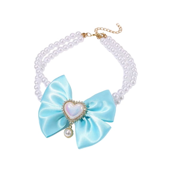 Yonrjhukm Princess Pet Pearl Bow Choker Necklace, Adjustable Faux Pearl Collar for Small to Medium Pets, Elegant Accessory for Outdoor Photoshoots and Parties, Ideal Gift for Pet Owners