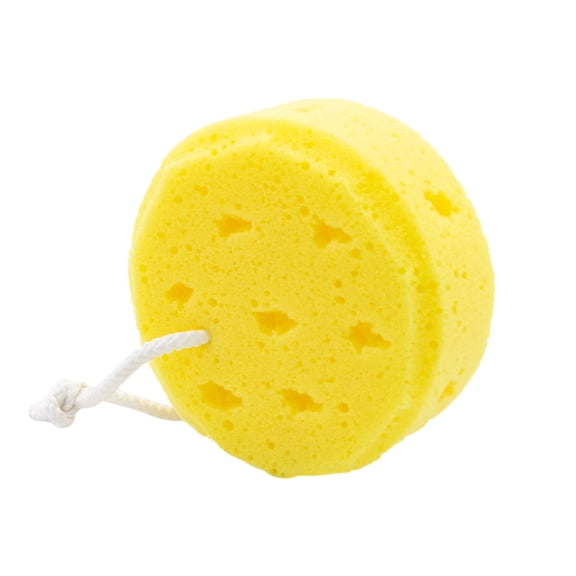 Yonrjhukm Round Bath Seaweed Sponge, Soft and Firm Children's Bath Sponge for Gentle Cleansing, Increases Foam with Bath Gel, Ideal for Sensitive Skin, Convenient Hanging Design